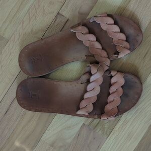 Frye Women's Brown Braided Leather Sandals